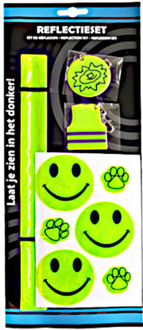 reflectieset Happy unisex neongeel