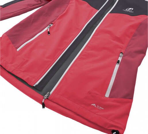 outdoor jas Pulla dames polyester rood/zwart maat 38