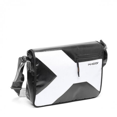 schoudertas B-Side 34 x 42 cm tarpaulin/PVC zwart/wit