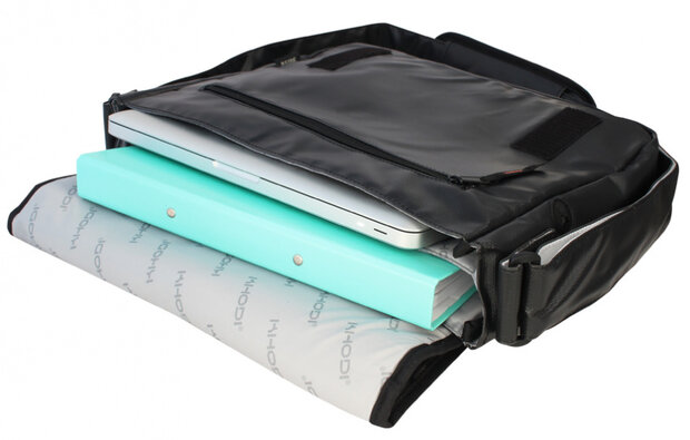 schoudertas B-Side 34 x 42 cm tarpaulin/PVC zwart/wit