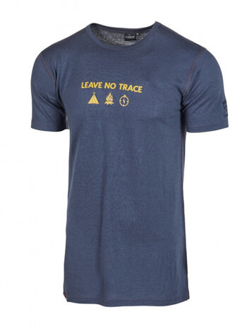 T-shirt Agaton Trace heren merinowol donkerblauw maat L
