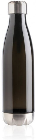 waterfles 500 ml kunststof/RVS zwart/zilver