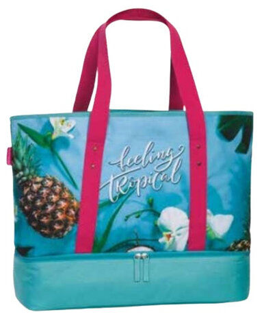 strandtas met koelvak 50 x 43 cm polyester blauw