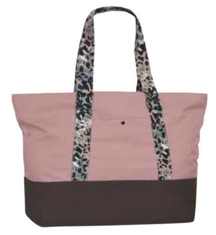 strandtas 55 x 48 cm polyester roze/bruin