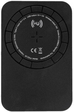 powerbank magnetisch/draadloos 5000 mAh 5W zwart
