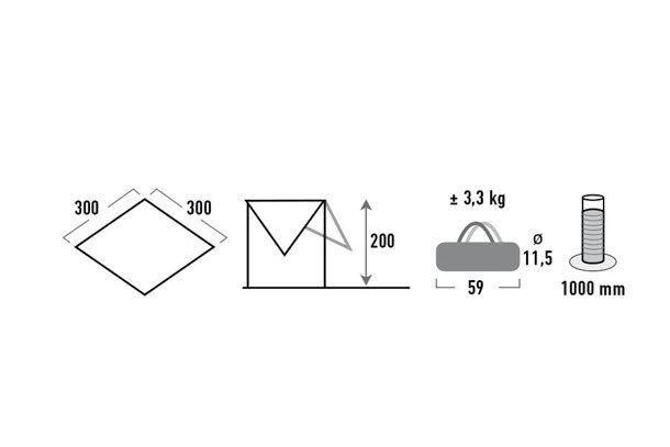 tarp 1 300 x 200 cm polyester grijs