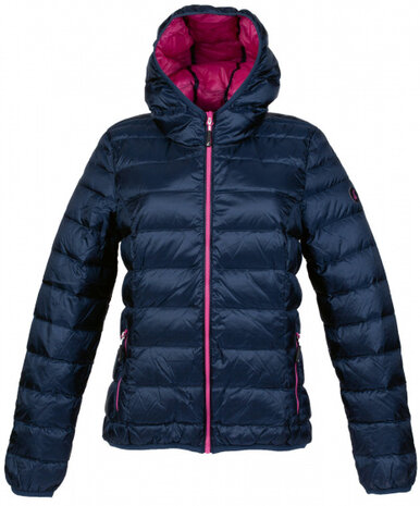 donsjas Belfast dames nylon donkerblauw/roze maat L