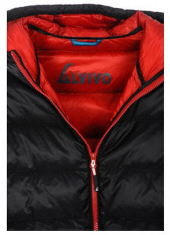 donsjas Nuuk heren nylon/dons zwart/rood maat 4XL