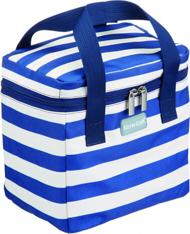 koeltas 22 x 16 x 19 cm 5 liter wit/blauw