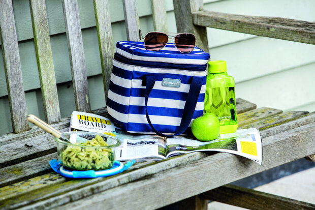 koeltas 22 x 16 x 19 cm 5 liter wit/blauw