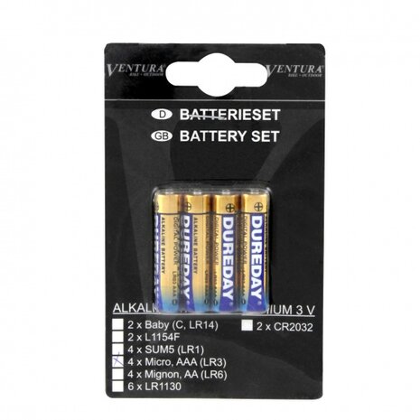 batterijen Alkaline AAA LR3 4 Stuks