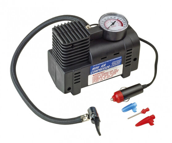 compressor 12 Volt 18 Bar 250 Psi kunststof zwart