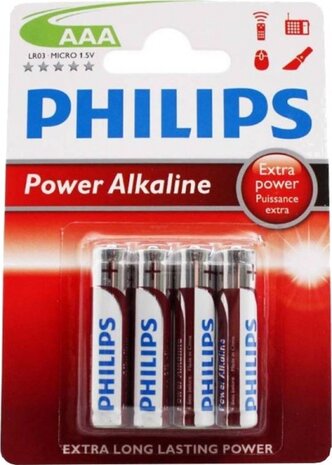 batterijen AAA Power Alkaline zilver/rood 4 stuks