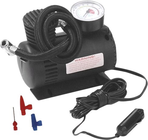 mini-luchtcompressor 12 Volt kunststof zwart