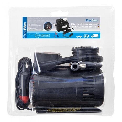 mini-luchtcompressor 12 Volt kunststof zwart