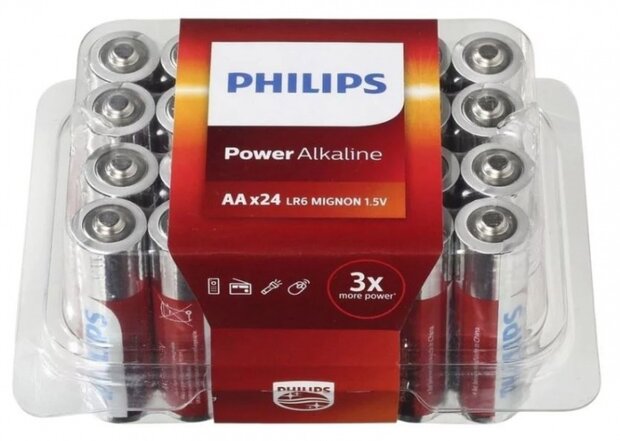 batterijen AA Power Alkaline zilver/rood 24 stuks