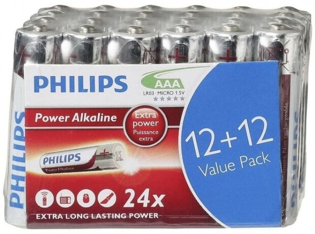 batterijen AAA Power Alkaline zilver/rood 24 stuks