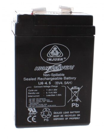 oplaadbare batterij High Power 6V-4,5 AH zwart