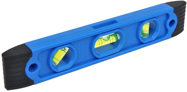 waterpas met magneet 22,5 cm blauw/zwart