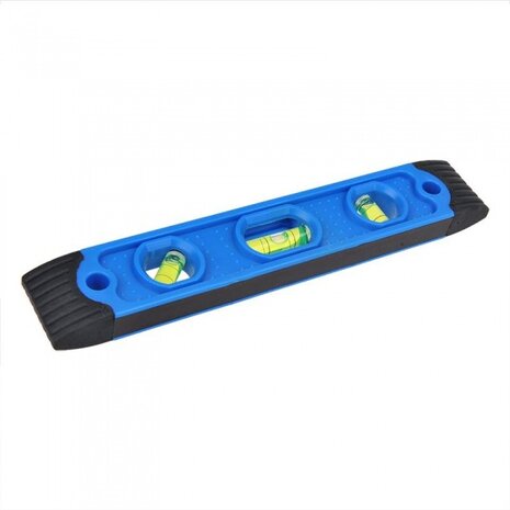 waterpas met magneet 22,5 cm blauw/zwart