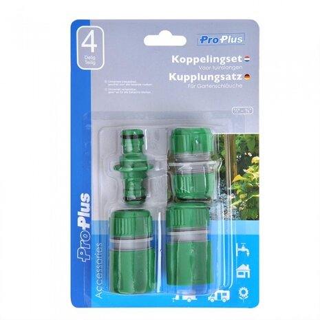Koppelingset voor tuinslang 4-delig groen
