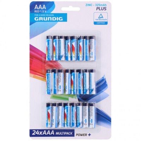 batterijen R03 AAA zink 24 stuks
