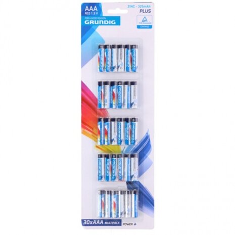 batterijen R03 AAA zink 30 stuks