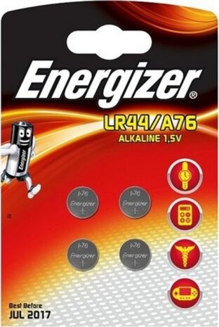knoopcelbatterij LR44/A76 Alkaline 1,5V 4 stuks