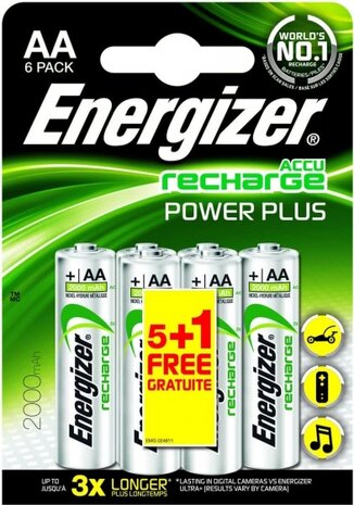 Recharge Power Plus AA-batterijen 2000mAh 6 stuks
