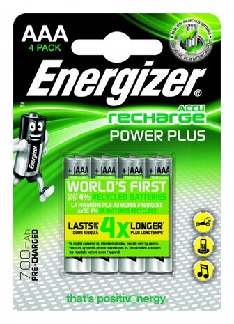 Recharge Power Plus AAA-batterijen 700mAh 4 stuks
