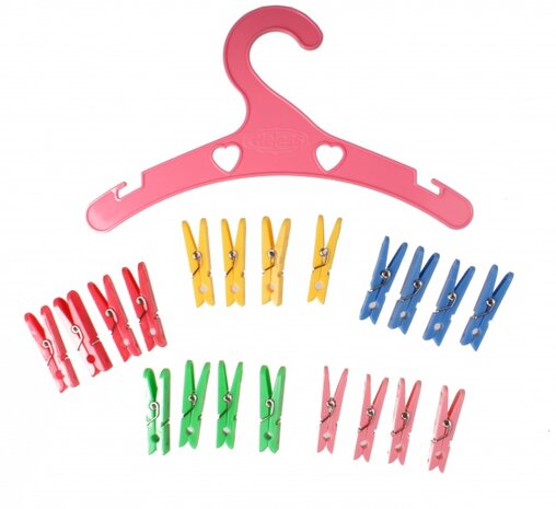 wasknijperset voor poppenkleren 21-delig 4 cm