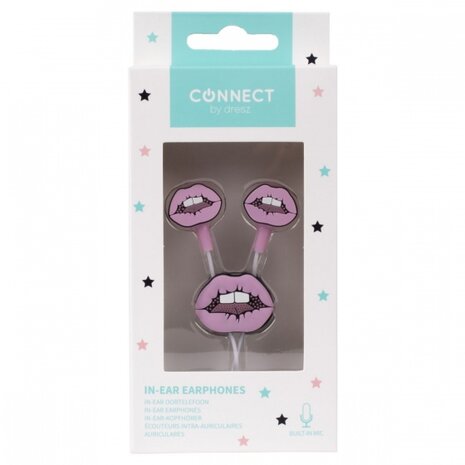 in-ear oordopjes met lippen kunststof/siliconen roze