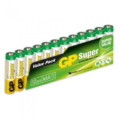 batterijen Super AAA alkaline per 12 stuks