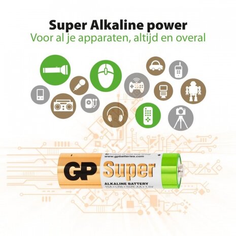 Super Alkaline AA-batterijen LR06 - 16 stuks
