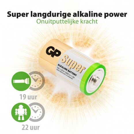 Super Alkaline batterijen type C - 2 stuks