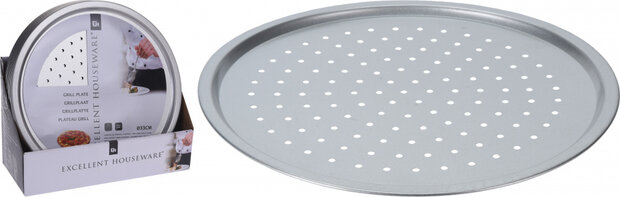 grillplaat rond staal zilver 33 cm