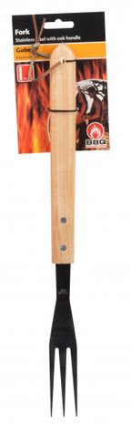 barbecue vork luxe eikenhout 41 cm zwart