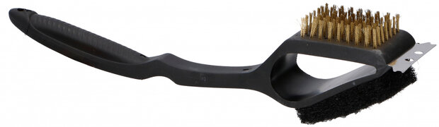 barbecueborstel 3-in-1 45 cm kunststof zwart/zilver