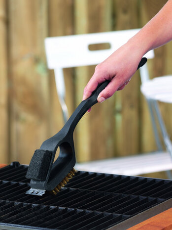 barbecueborstel 3-in-1 45 cm kunststof zwart/zilver