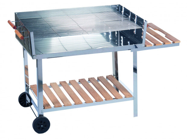 houtskoolbarbecue verrijdbaar 98 x 85 cm zilver