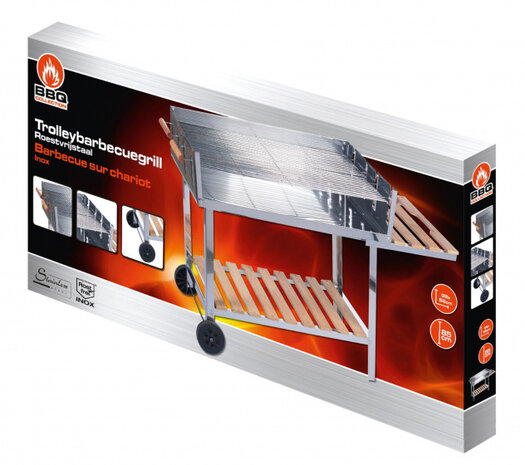 houtskoolbarbecue verrijdbaar 98 x 85 cm zilver