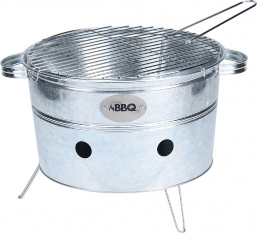 houtskoolbarbecue draagbaar 34,5 x 20 cm zilver