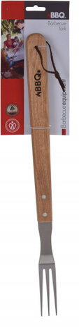 barbecuevork met houten handvat 46 cm zilver