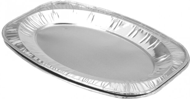 serveerschalenset aluminium 35 x 23,5 x 1 cm 2 stuks zilver