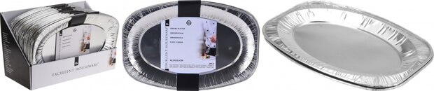serveerschalenset aluminium 42,5 x 28,5 cm 2 stuks zilver