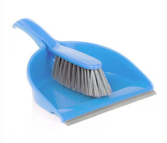 stoffer en blik blauw 30 cm