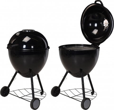 barbecue op wielen 57 cm RVS/chroom zwart