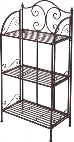 plantenrek staal 3 treden 48 x 27 x 96 cm bruin