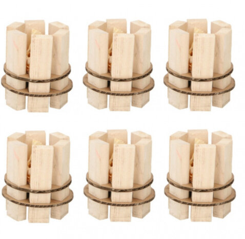 aanmaakhout 7,5 x 8 cm hout blank 6 stuk