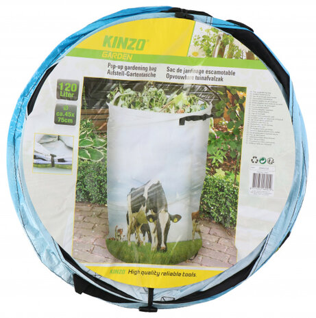 tuinafvalzak pop-up koe 120 liter 75 x 45 cm blauw